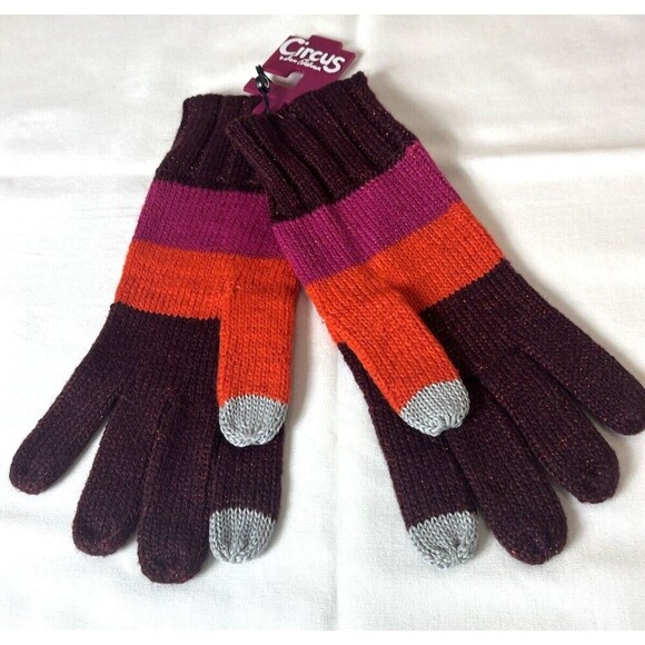 Circus by Sam Edelman 3pc Hat Headband Glove Set Sparkle Stripe Multicolor NWT - Picture 7 of 9